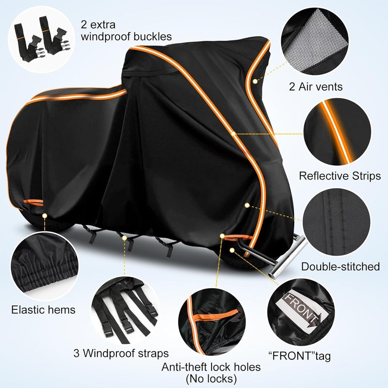 BIGACOVER 420D Waterproof Motorcycle Cover for Indian Scout,101 Scout,Scout Sixty,Scout Rogue,Scout Rogue Sixty,Scout Classic,Windproof Heavy Duty Outdoor Bike Cover - Image 2